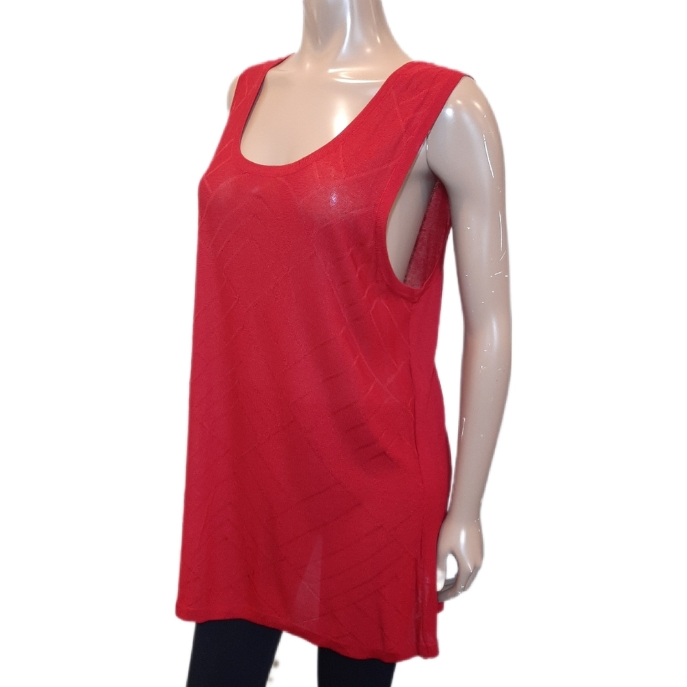 Spanner Optika Sleeveless Knit Tunic Top Laser Cut Scoop Neck Plus Size 2X Tank